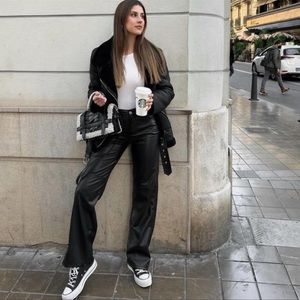 Zara faux leather cargo pants